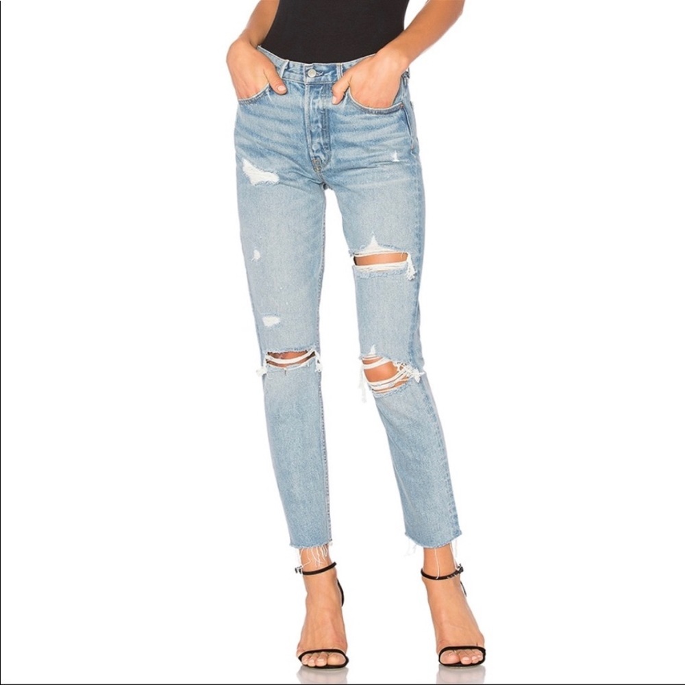 Revolve grlfrnd Karolina high rise distressed straight leg a little more love 24